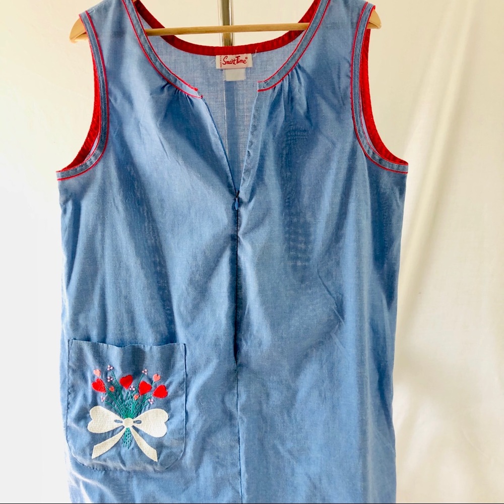 Vintage 2 Piece Housedress Blue By Smart Time Uni… - image 5